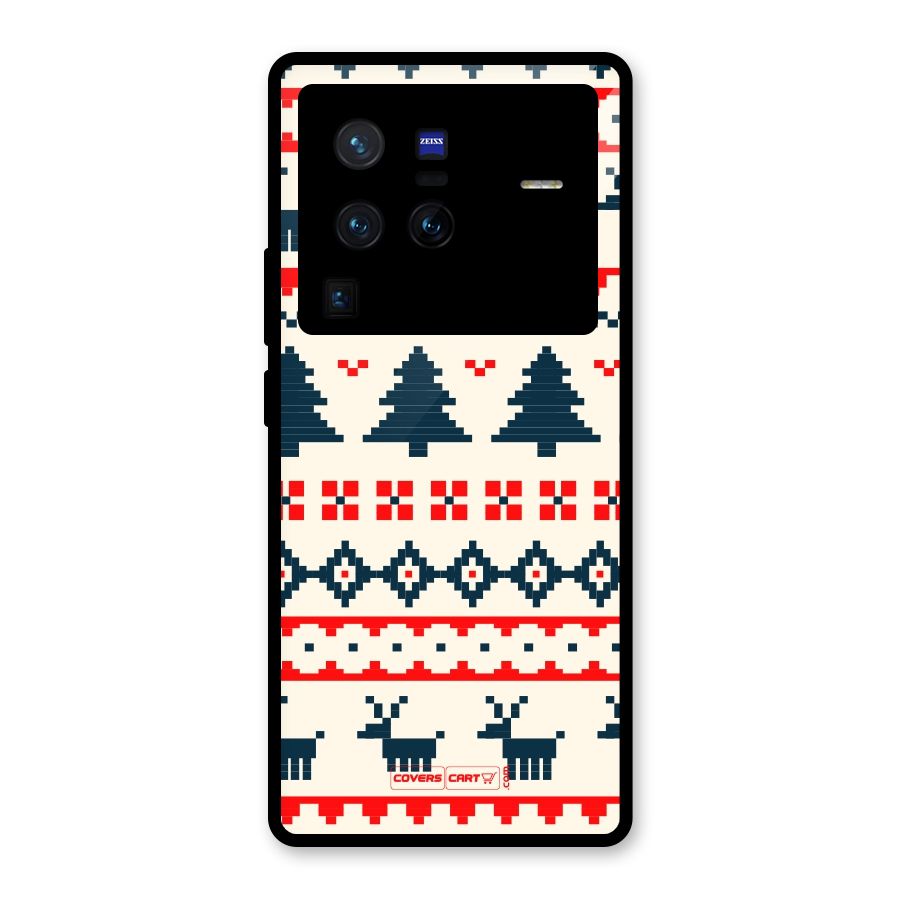 Christmas Design Pattern Glass Back Case for Vivo X80 Pro