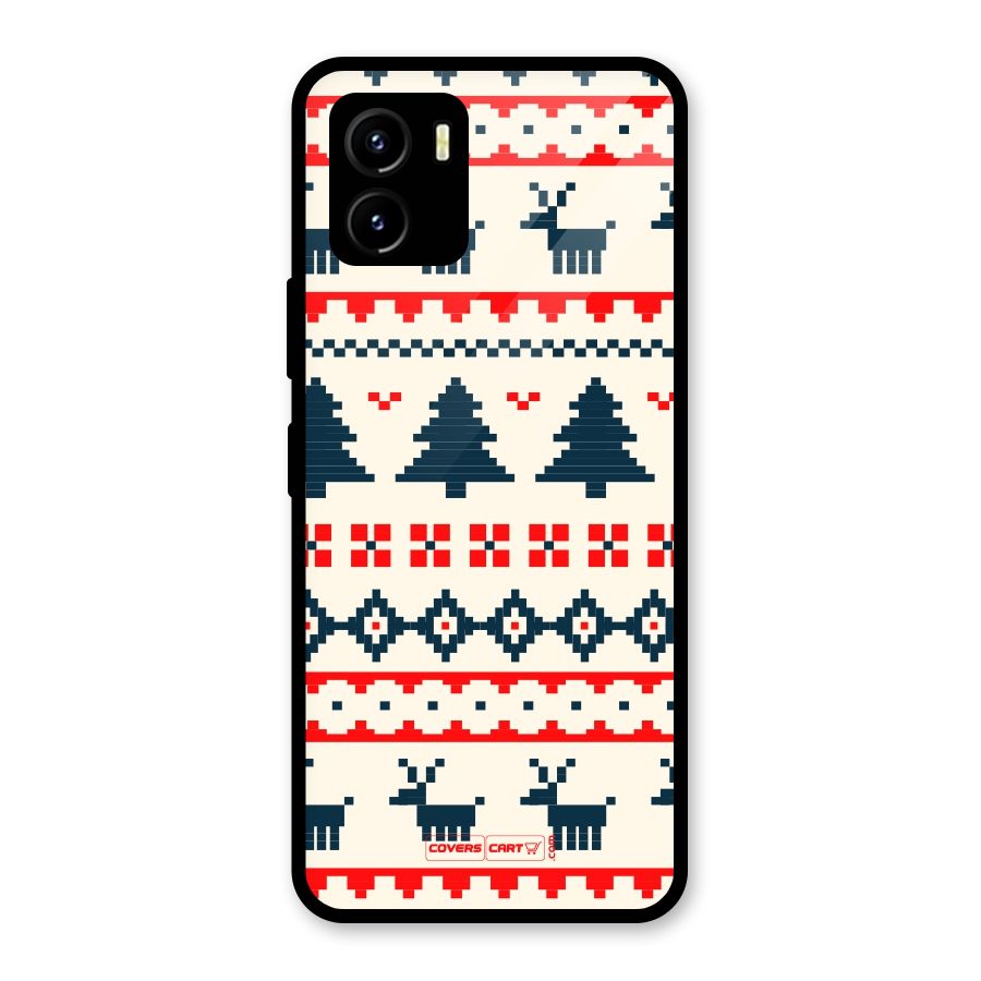 Christmas Design Pattern Glass Back Case for Vivo Y15s