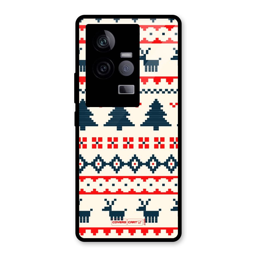 Christmas Design Pattern Glass Back Case for Vivo iQOO 11 5G