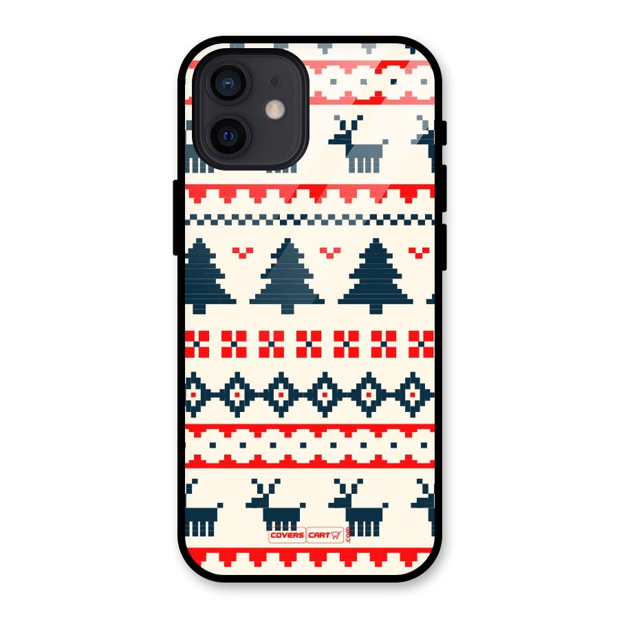 Christmas Design Pattern Glass Back Case for iPhone 12