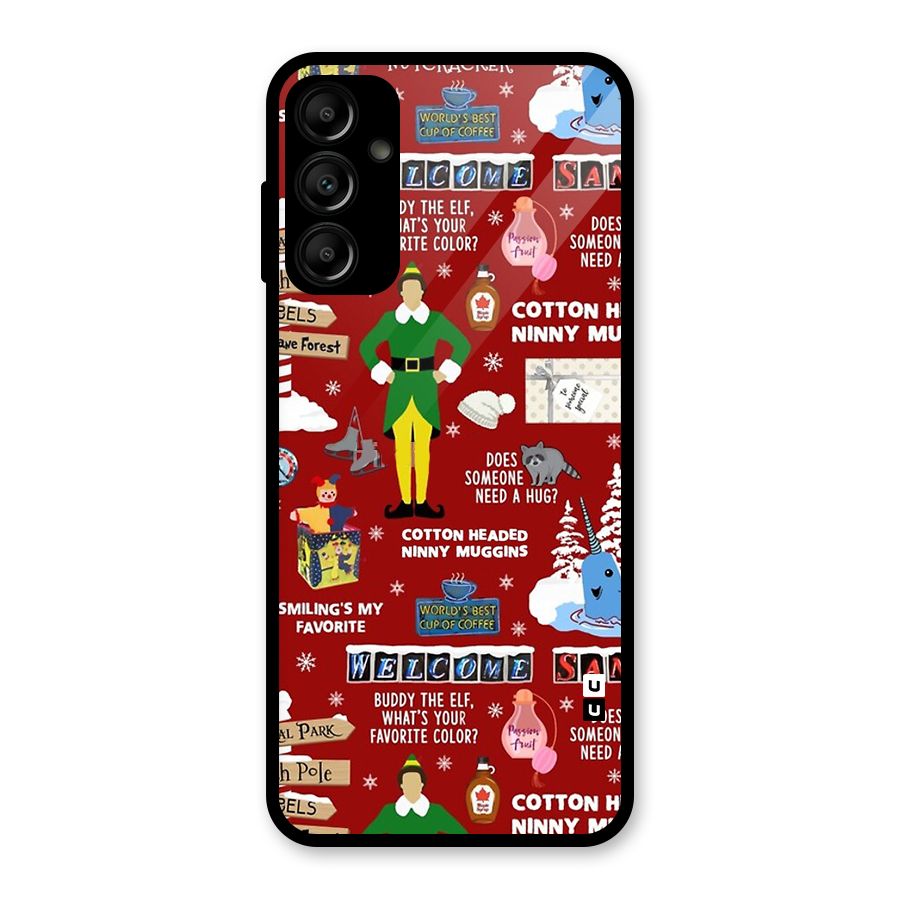 Christmas Doodles Glass Back Case for Galaxy A14 5G
