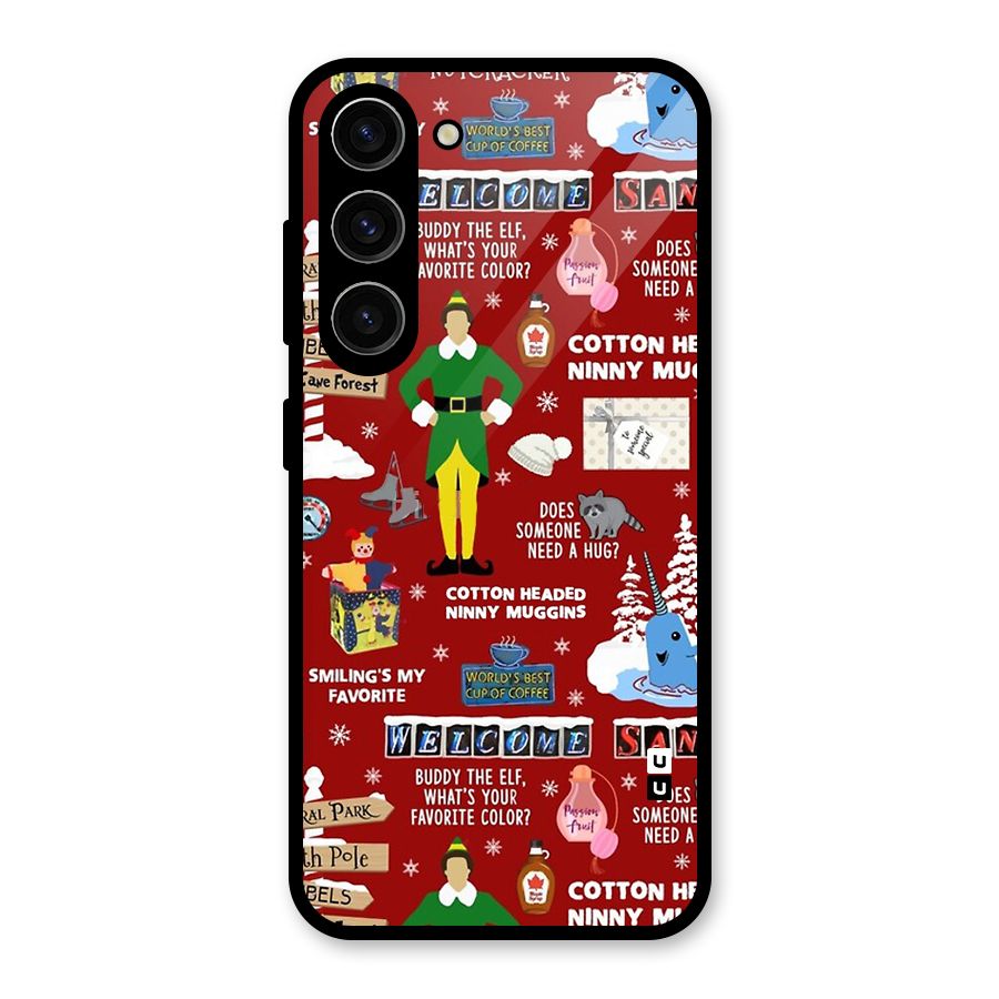Christmas Doodles Glass Back Case for Galaxy S23