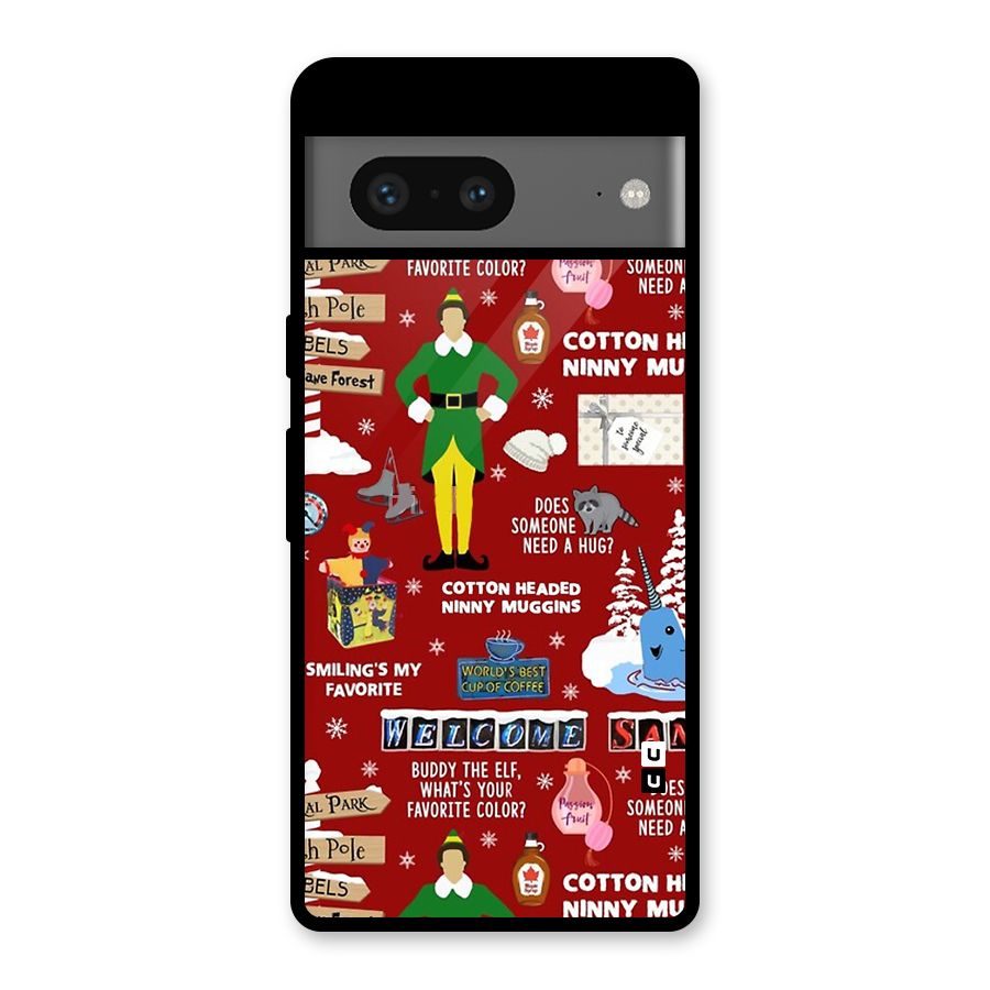 Christmas Doodles Glass Back Case for Google Pixel 7