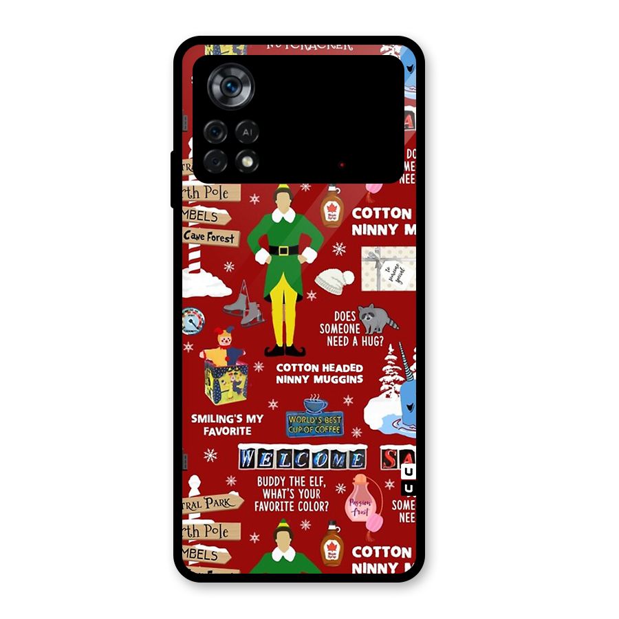 Christmas Doodles Glass Back Case for Poco X4 Pro 5G
