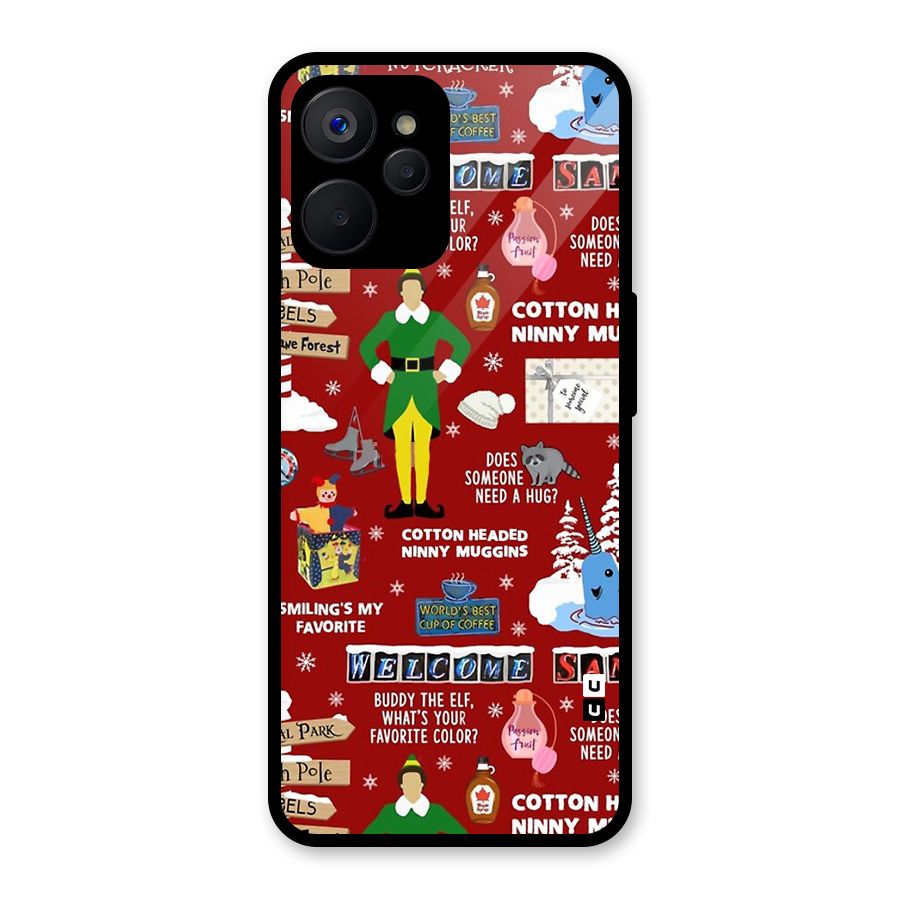 Christmas Doodles Glass Back Case for Realme 9i 5G