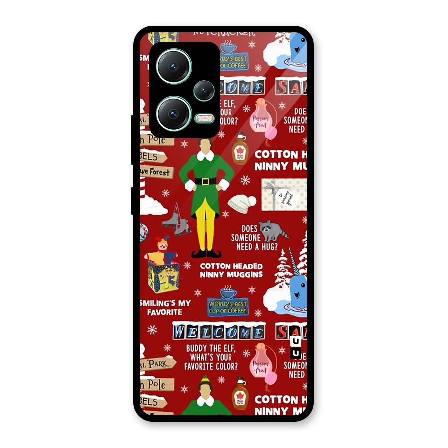 Christmas Doodles Glass Back Case for Redmi Note 12 5G