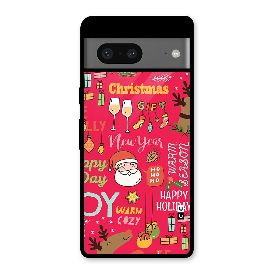 Christmas Joy Happy Day Glass Back Case for Google Pixel 7