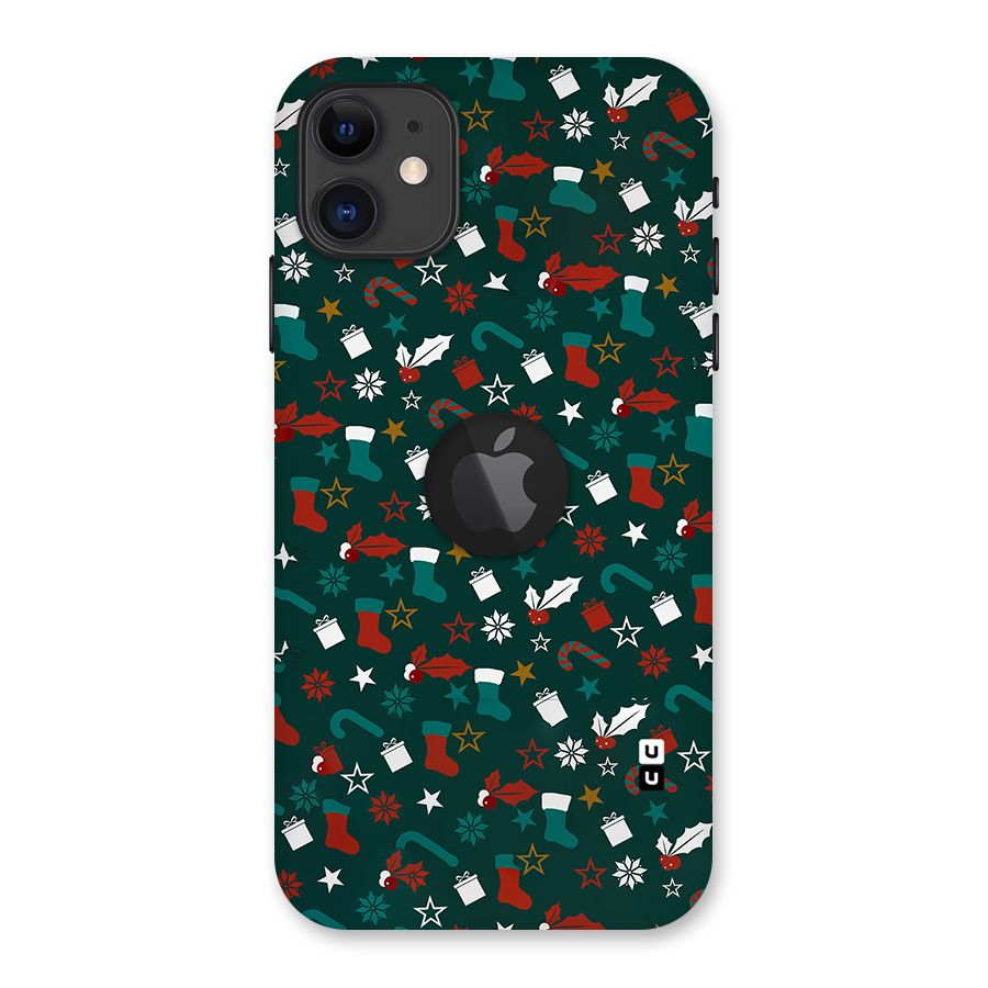 Christmas Pattern Design Back Case for iPhone 11 Logo Cut