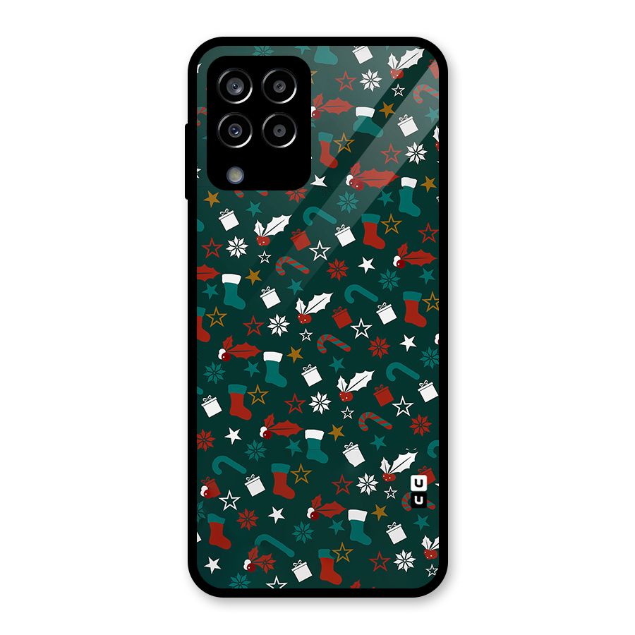 Christmas Pattern Design Glass Back Case for Galaxy M33