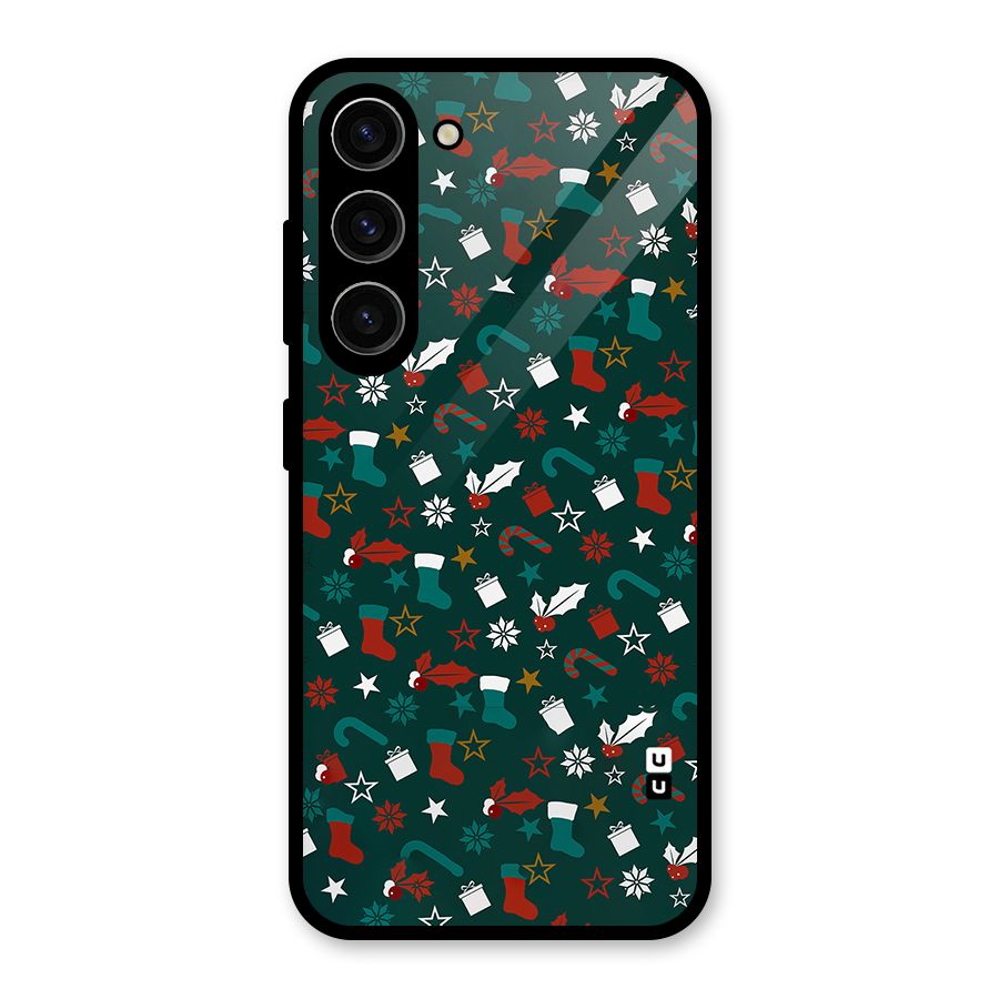 Christmas Pattern Design Glass Back Case for Galaxy S23