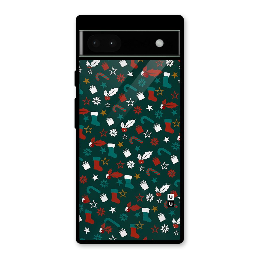 Christmas Pattern Design Glass Back Case for Google Pixel 6a