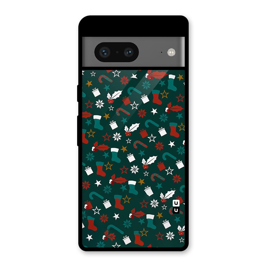 Christmas Pattern Design Glass Back Case for Google Pixel 7