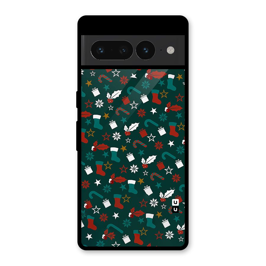 Christmas Pattern Design Glass Back Case for Google Pixel 7 Pro
