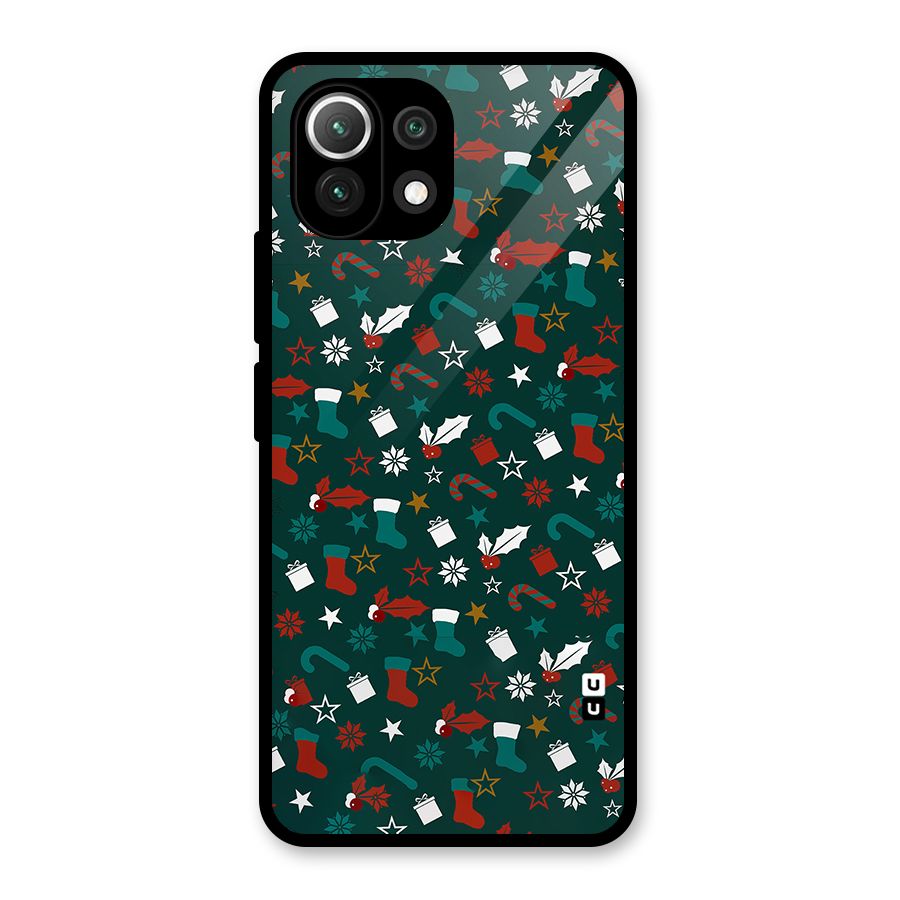 Christmas Pattern Design Glass Back Case for Mi 11 Lite NE 5G