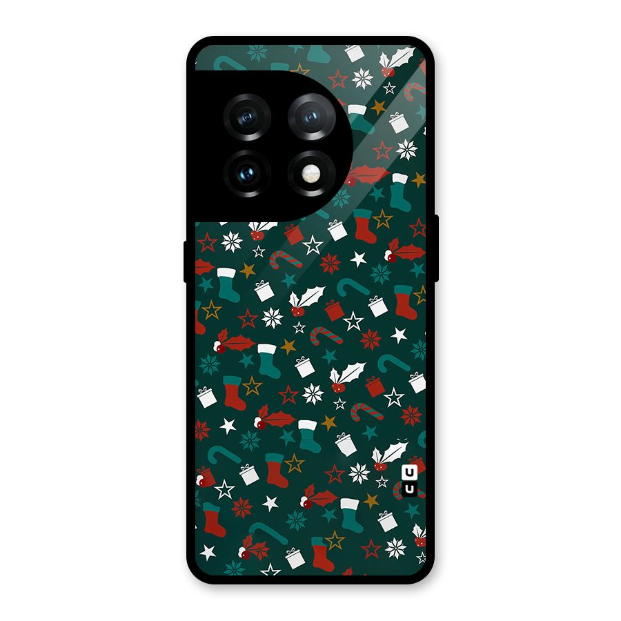 Christmas Pattern Design Glass Back Case for OnePlus 11