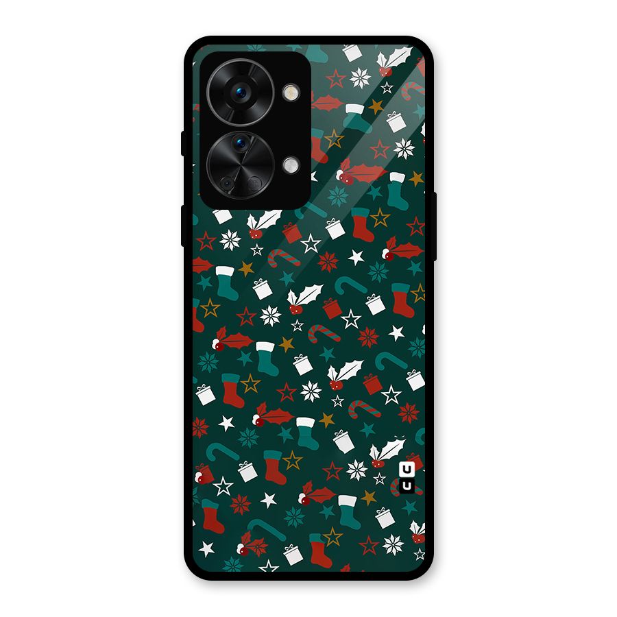 Christmas Pattern Design Glass Back Case for OnePlus Nord 2T