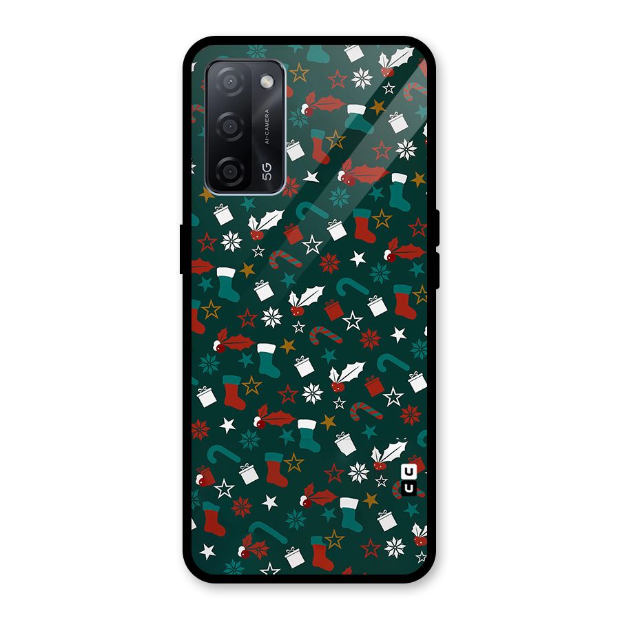 Christmas Pattern Design Glass Back Case for Oppo A53s 5G