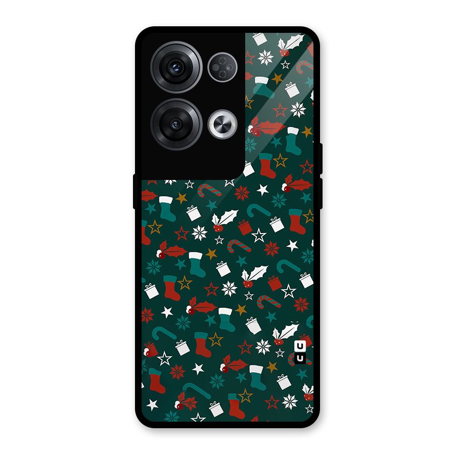 Christmas Pattern Design Glass Back Case for Oppo Reno8 Pro 5G