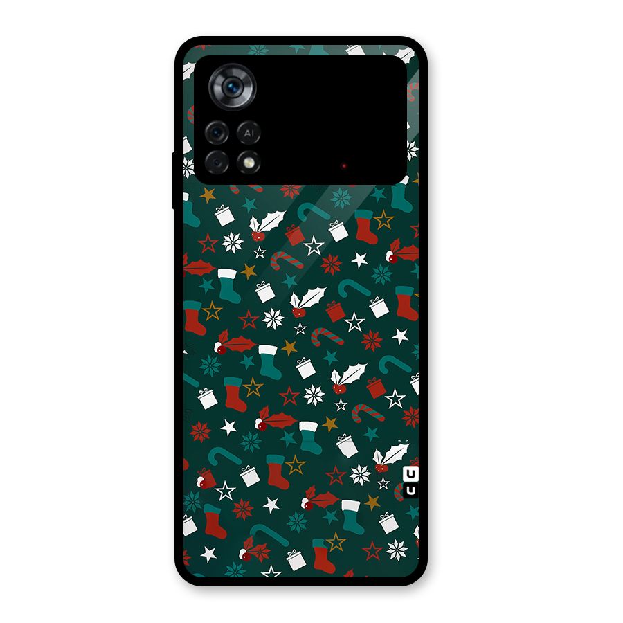 Christmas Pattern Design Glass Back Case for Poco X4 Pro 5G