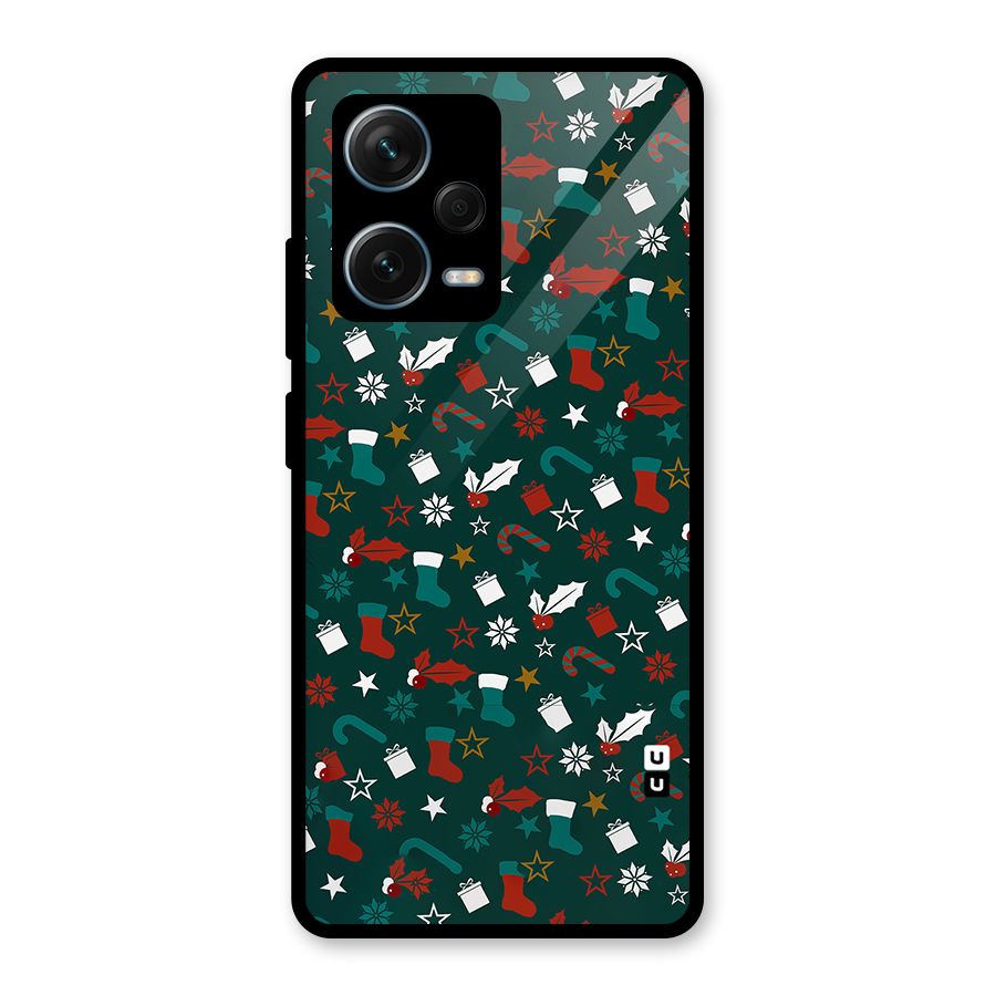 Christmas Pattern Design Glass Back Case for Redmi Note 12 Pro Plus 5G