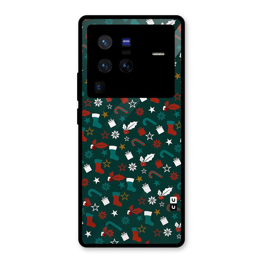 Christmas Pattern Design Glass Back Case for Vivo X80 Pro