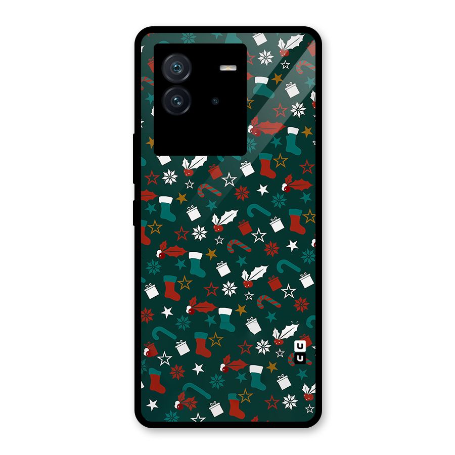 Christmas Pattern Design Glass Back Case for Vivo iQOO Neo 6 5G
