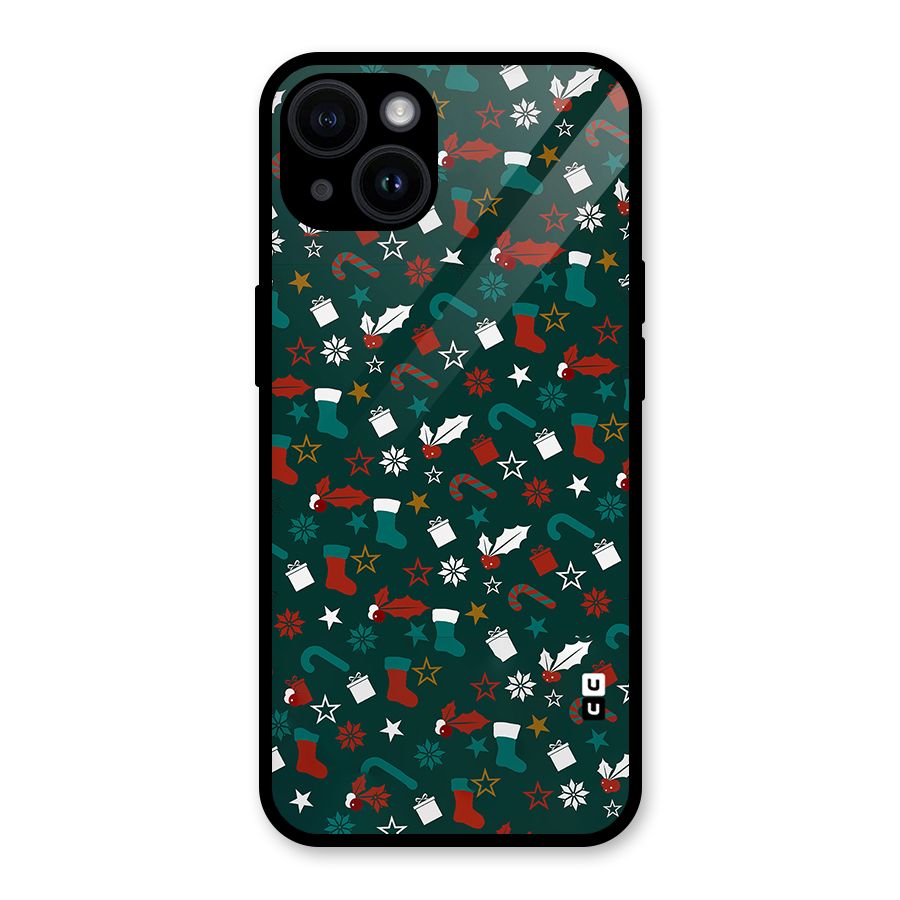 Christmas Pattern Design Glass Back Case for iPhone 14