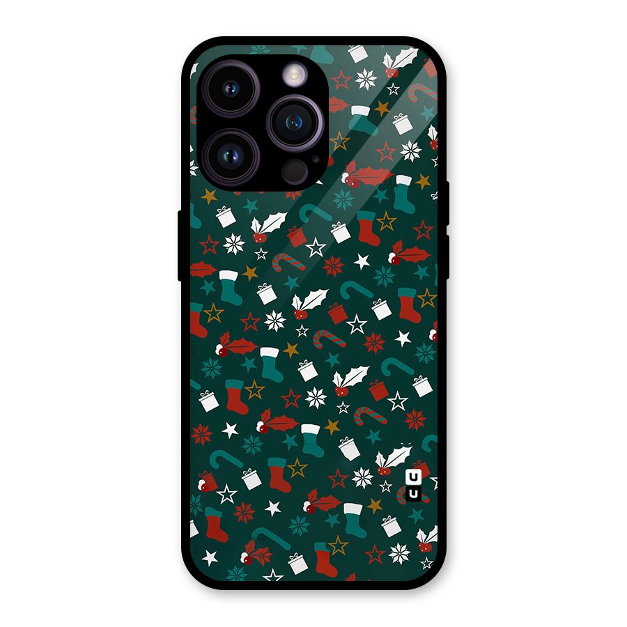 Christmas Pattern Design Glass Back Case for iPhone 14 Pro Max