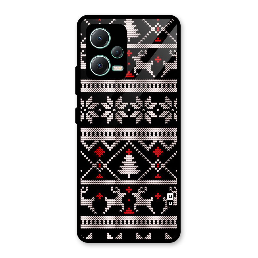 Christmas Seamless Aztec Glass Back Case for Redmi Note 12 5G