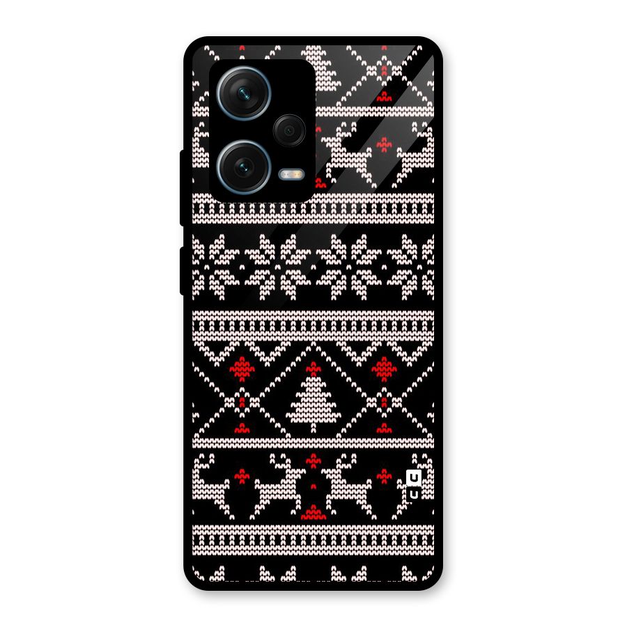 Christmas Seamless Aztec Glass Back Case for Redmi Note 12 Pro Plus 5G