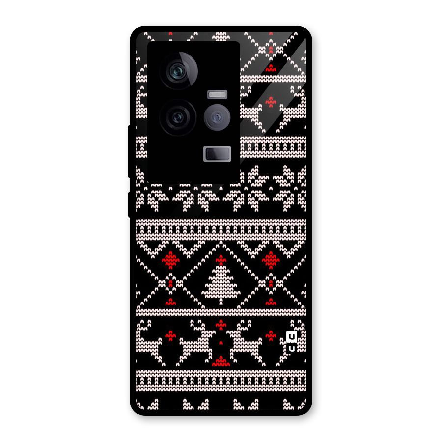Christmas Seamless Aztec Pattern Glass Back Case for Vivo iQOO 11 5G