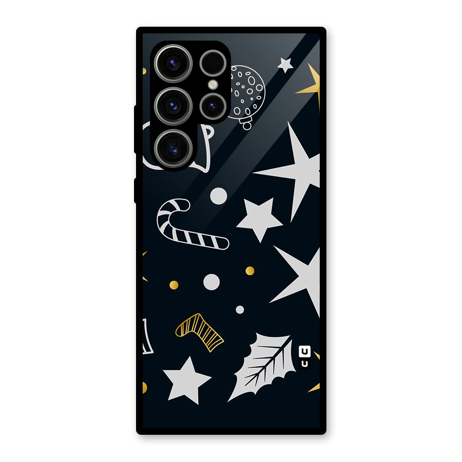 Christmas Special Pattern Glass Back Case for Galaxy S23 Ultra