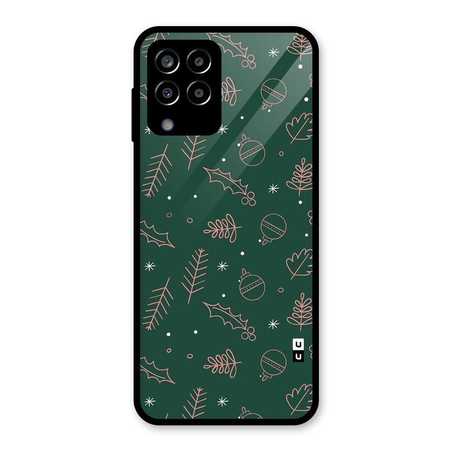 Christmas Vibes Leaves Glass Back Case for Galaxy M33