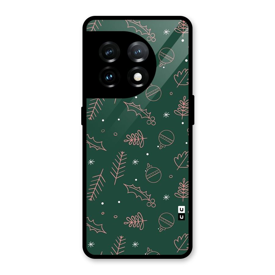 Christmas Vibes Leaves Glass Back Case for OnePlus 11