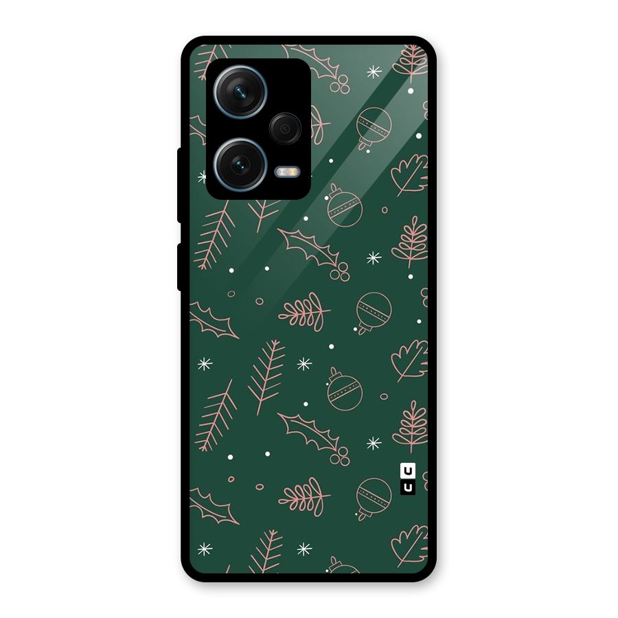 Christmas Vibes Leaves Glass Back Case for Redmi Note 12 Pro Plus 5G