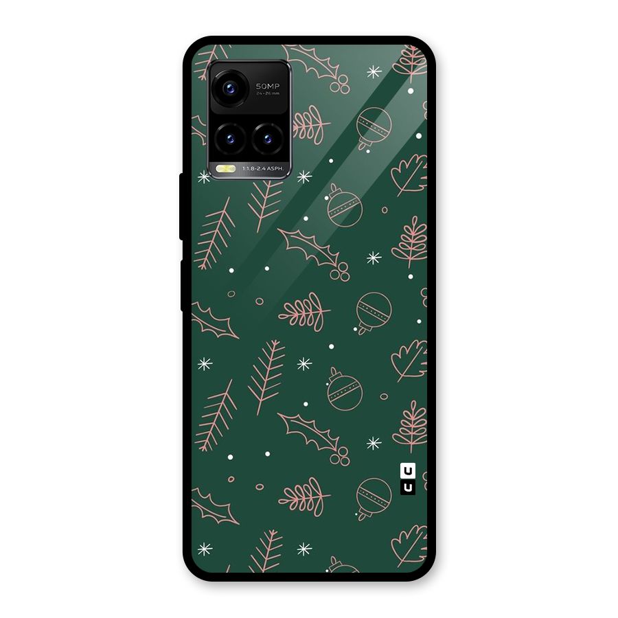 Christmas Vibes Leaves Glass Back Case for Vivo Y21A