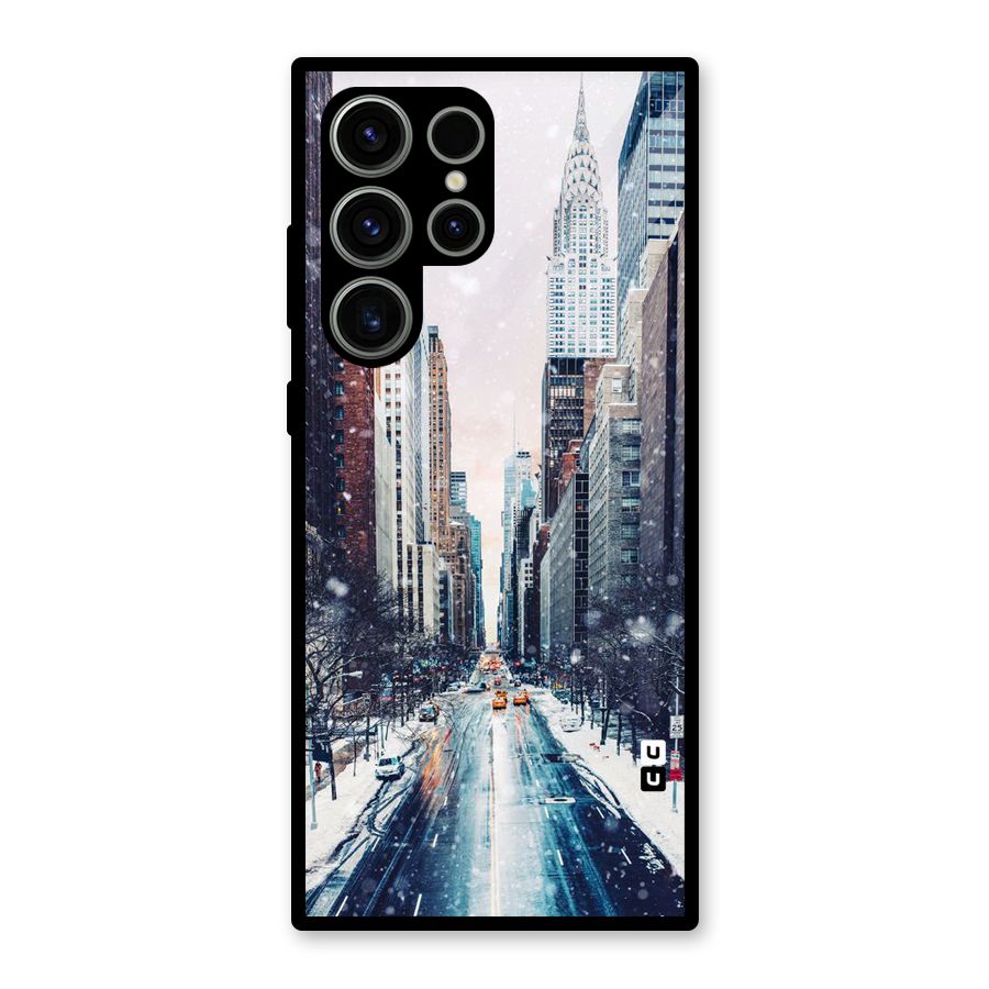 City Snow Glass Back Case for Galaxy S23 Ultra