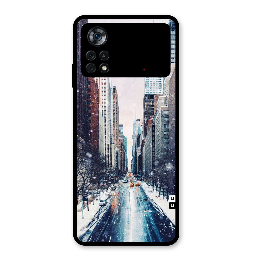 City Snow Glass Back Case for Poco X4 Pro 5G