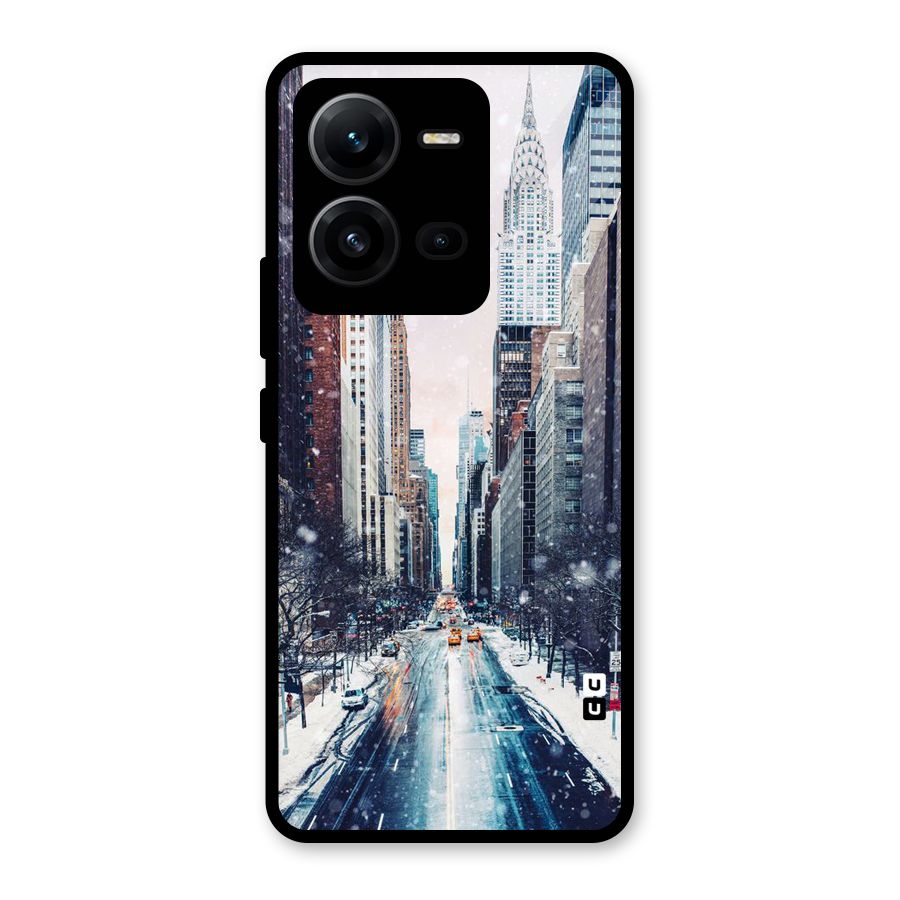 City Snow Glass Back Case for Vivo V25