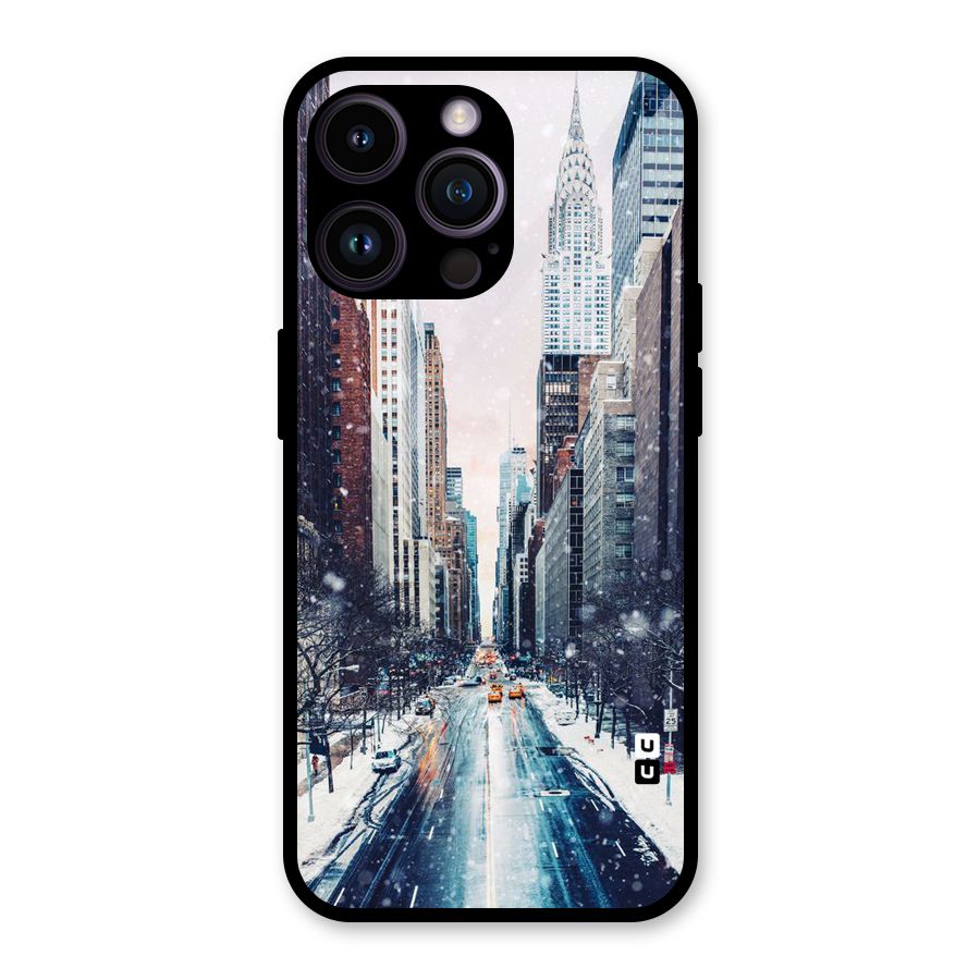 City Snow Glass Back Case for iPhone 14 Pro Max