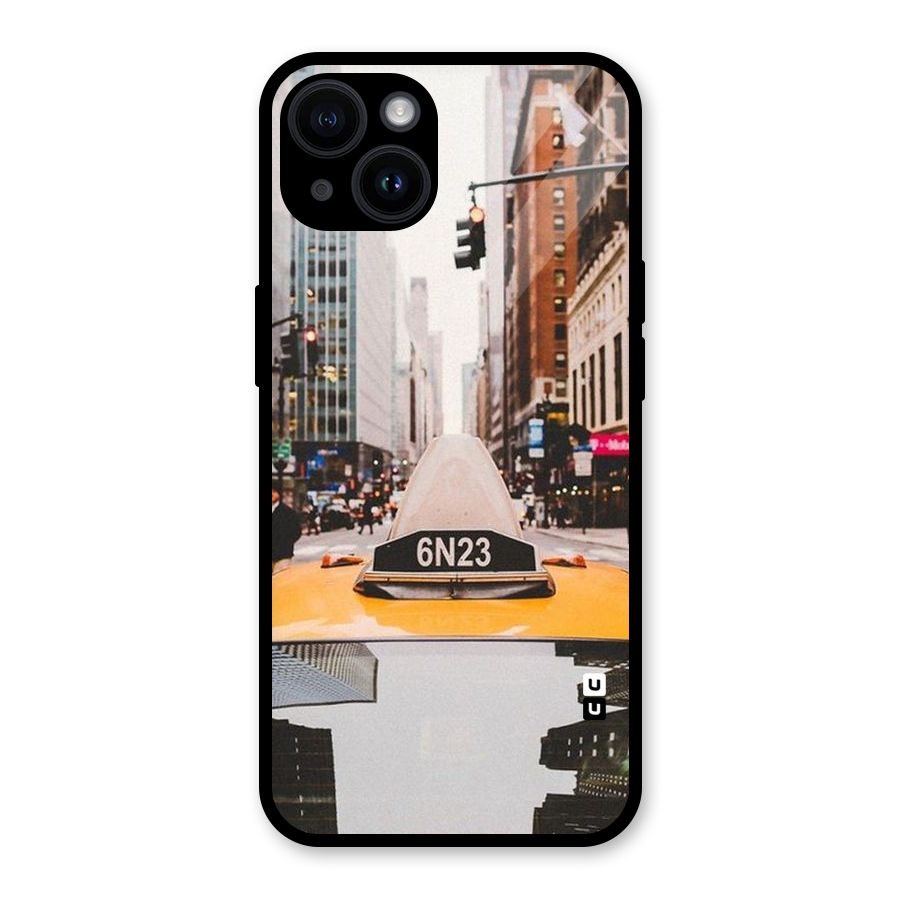 City Taxi Glass Back Case for iPhone 14