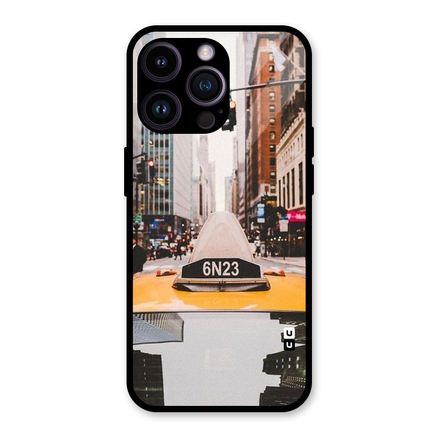 City Taxi Glass Back Case for iPhone 14 Pro Max
