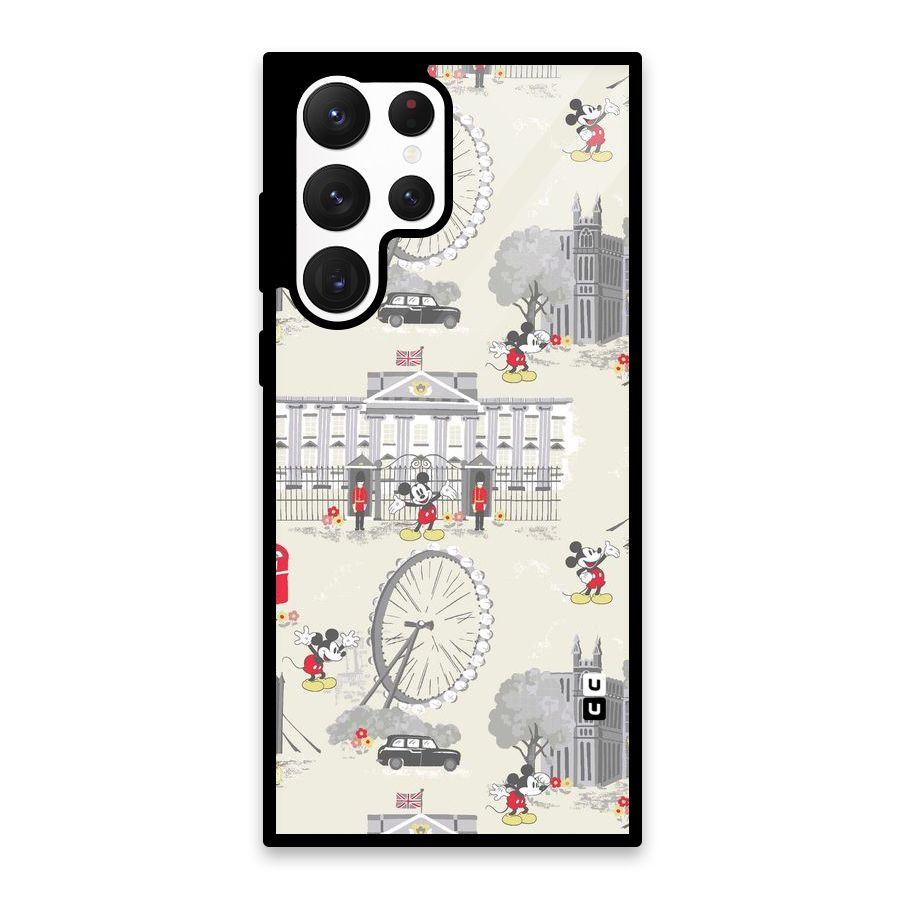 City Tour Pattern Glass Back Case for Galaxy S22 Ultra 5G