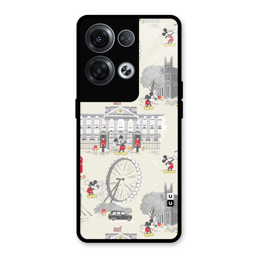 City Tour Pattern Glass Back Case for Oppo Reno8 Pro 5G