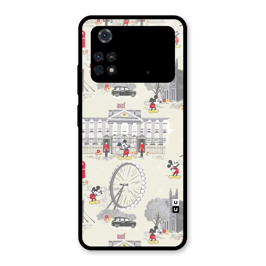 City Tour Pattern Glass Back Case for Poco M4 Pro 4G