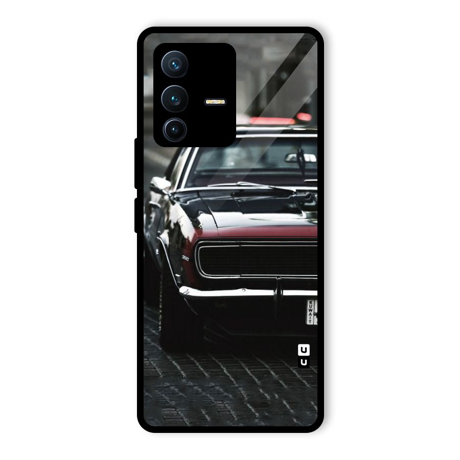 Class Vintage Car Glass Back Case for Vivo V23 Pro