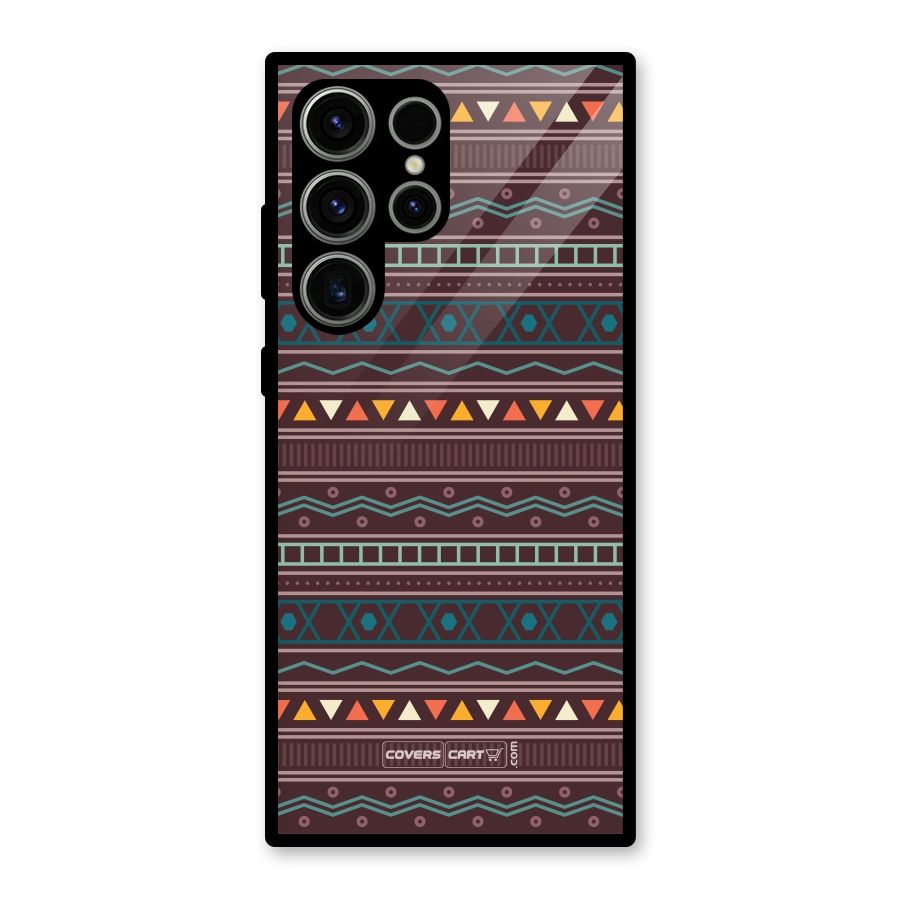 Classic Aztec Pattern Glass Back Case for Galaxy S23 Ultra
