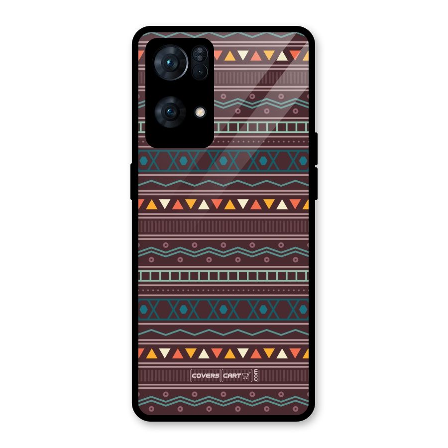 Classic Aztec Pattern Glass Back Case for Oppo Reno7 Pro 5G