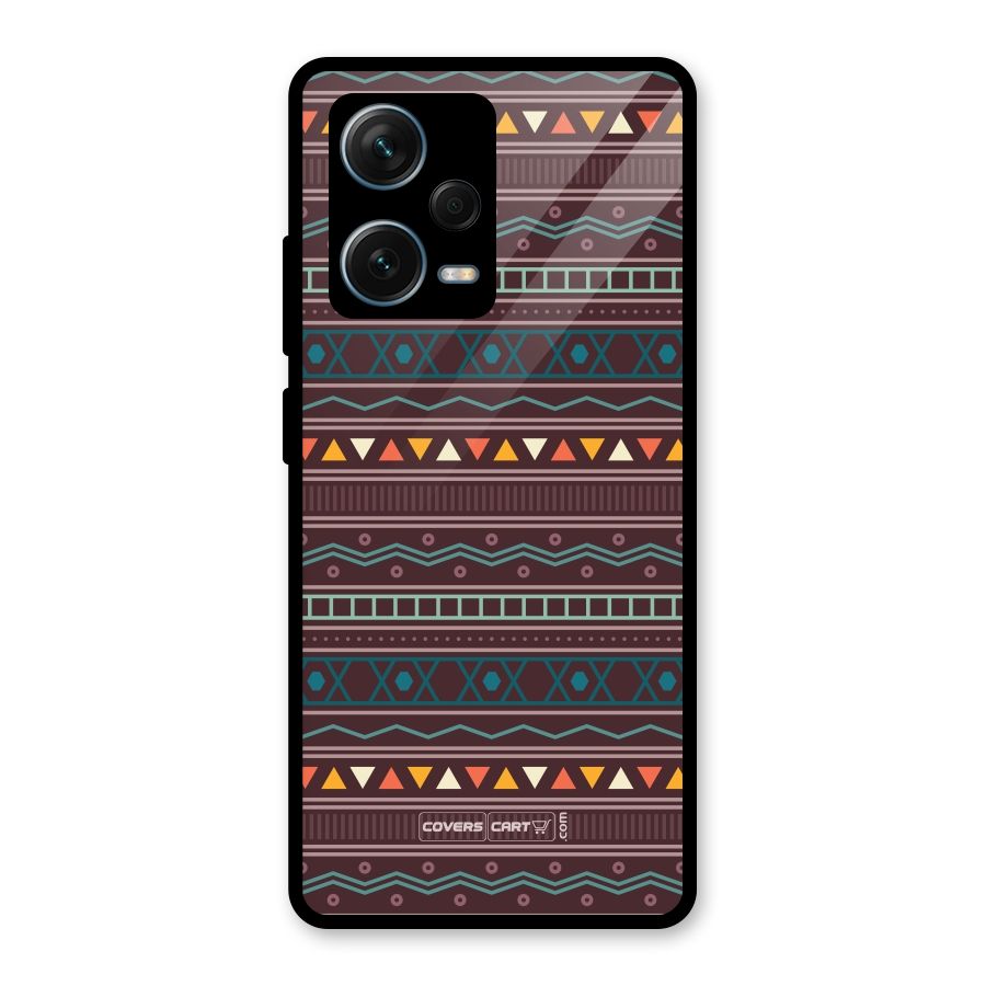 Classic Aztec Pattern Glass Back Case for Redmi Note 12 Pro Plus 5G