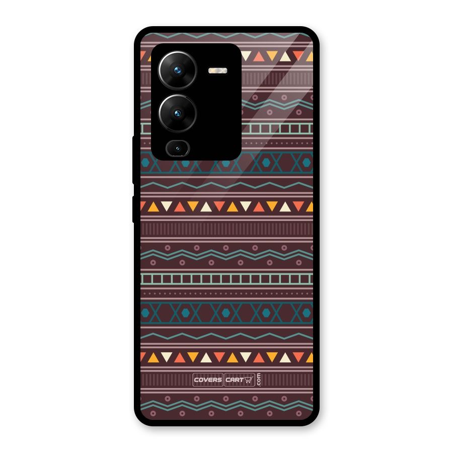 Classic Aztec Pattern Glass Back Case for Vivo V25 Pro